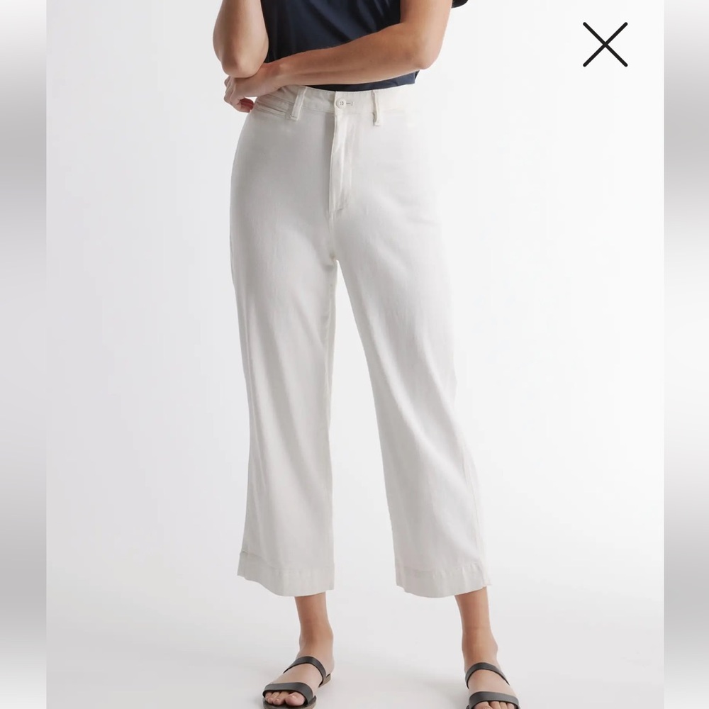 Quince Organic Stretch Cotton Twill Wide-Leg Crop Pants 27